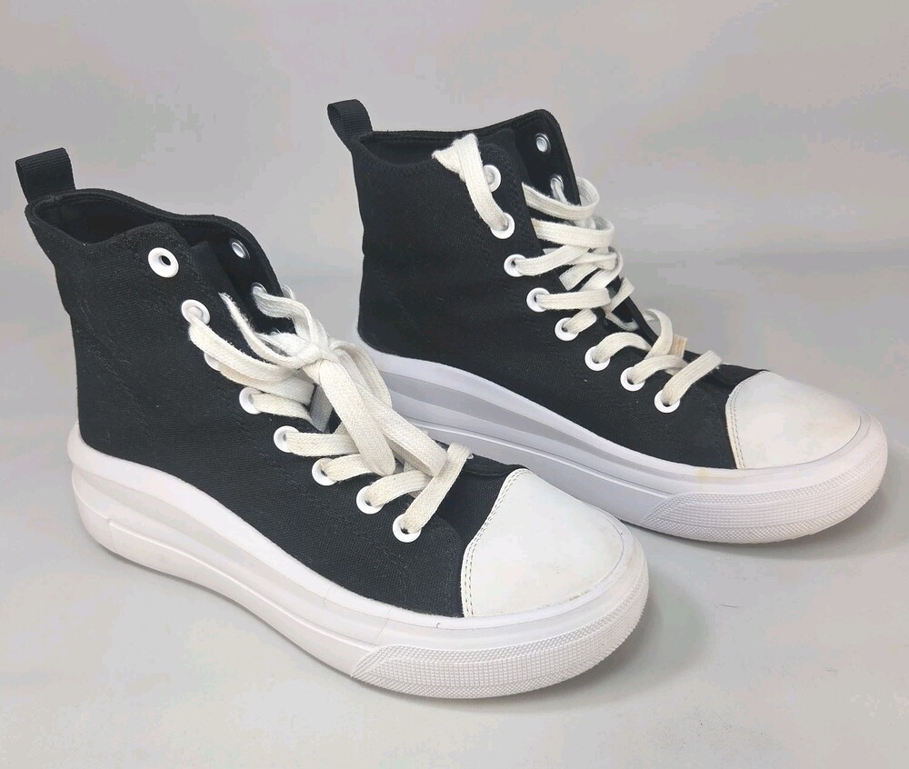 Wild Fable Womens Black High Top Platform Sneakers Size 9.5 Canvas Lace Up